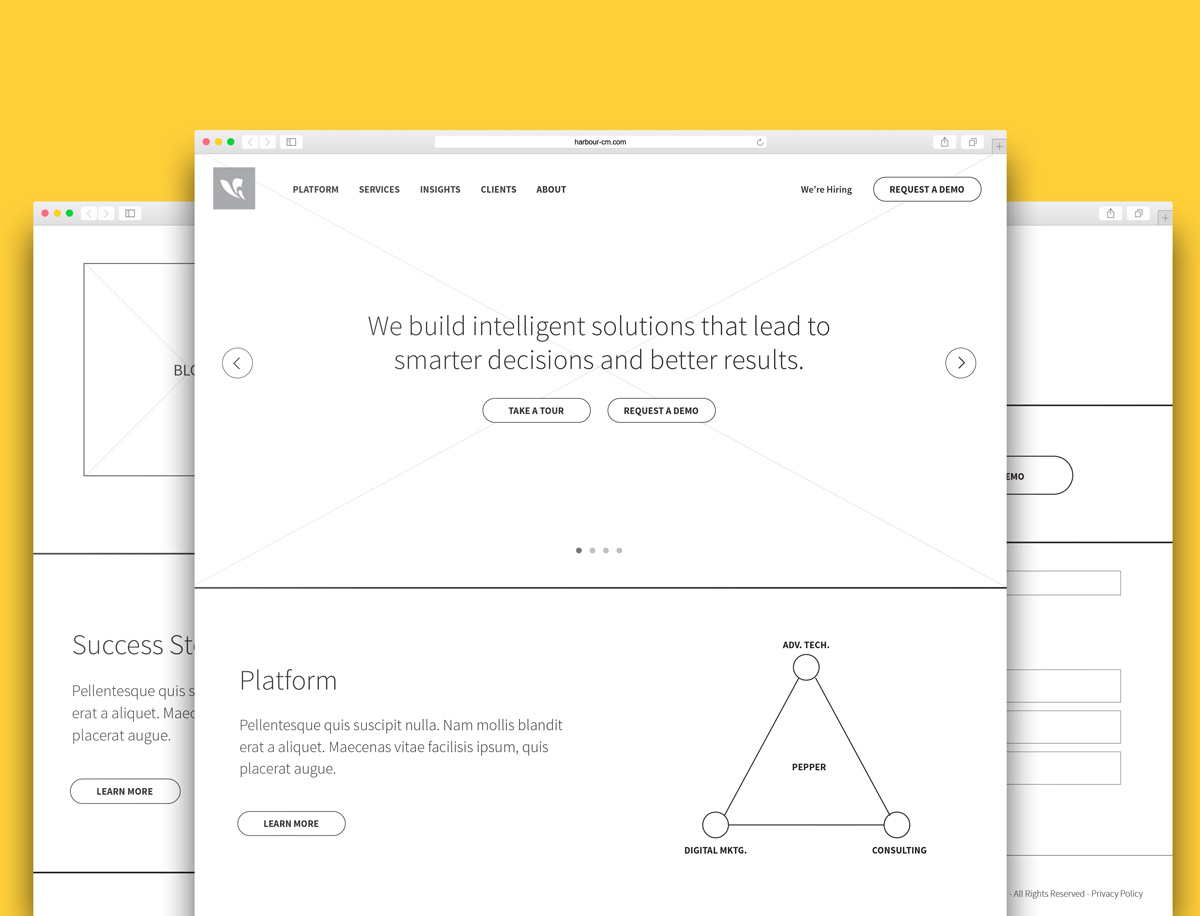 Vodori wireframes