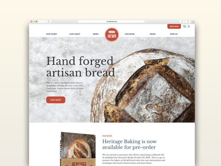 Hewn Bread website home page