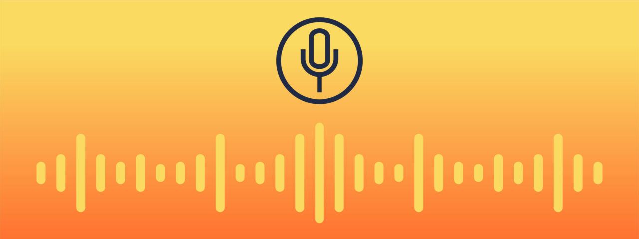 Voice control sound waves with microphone icon