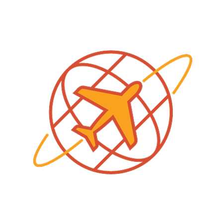 icon plane flying around world