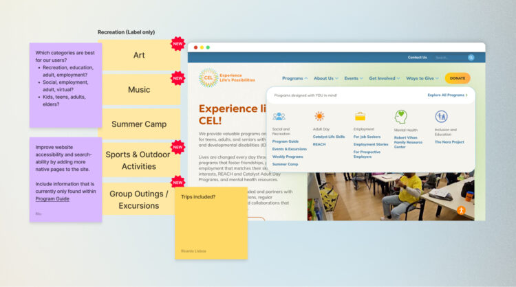 A director’s cut of Glantz’s navigation and information architecture process, showing their discovery of user's main needs.
