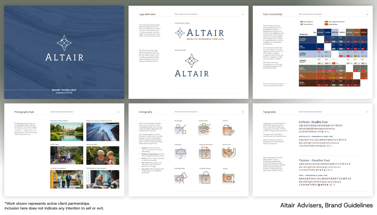 Altair Advisers brand guidelines to increase the value of their business through branding