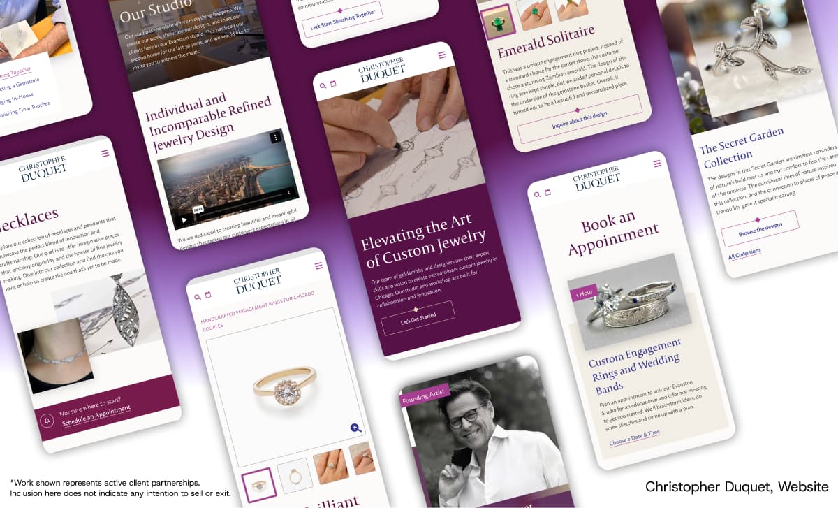 Christopher Duquet mobile website design to foster stronger client communication and improve brand awareness