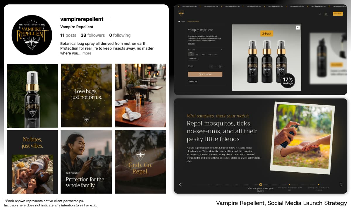 Vampire repellent social media campaign to launch the brand