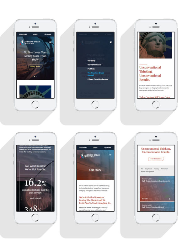 American Dream mobile layout